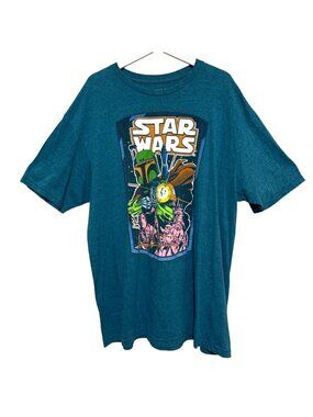 Star Wars Boba Fett Graphic T-Shirt Heather Teal Short Sleeve Crewneck Unisx 2XL